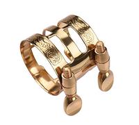 Badafaci Ligadura de Saxofón Alto Tenor Boquilla de Doble Tornillo, Ligadura de Saxofón de Cobre Premium para Tono Completamente Centrado, Diseño de Patrón de Flores Fácil de Ajustar para Músicos