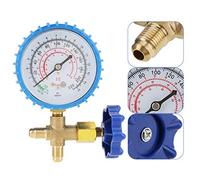 Badafaci Manómetro de Presión de Refrigeración 220 Psi Rosca de 1/4 Pulgada | Manómetros Refrigeración, Plástico Metal, Apto para R410A R22 R134A R404A, Conector Dual, Manómetro de Aire Acondicionado