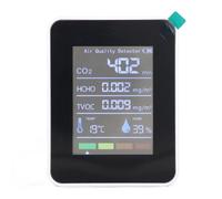 Badafaci Monitor de Calidad del Aire, Detector de CO2 ABS 5 en 1 con Medidor de Temperatura y Humedad TVOC HCHO, Pantalla LCD a Color de 400 a 5000 Ppm de 32 a 122 °F para Viajes en Casa, Oficina,