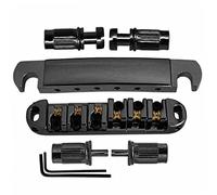Badafaci Puente de Silla de Montar con Rodillo para Guitarra, Tablero de Tracción Ajustable de 6 Cuerdas, Pieza de Cola Negra, Monturas de Rodillos de Latón, Cuerpo de Aleación de Zinc para (BLACK)