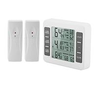 Badafaci Termómetro Digital Inalámbrico con Alarma Audible 2 Sensores Pantalla Mínima Máxima Pantalla LCD Monitor de Temperatura Interior y Exterior Montable en Pared para Congelador