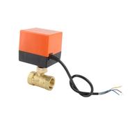 Badafaci Válvula de Bola Motorizada de Latón DN20, Válvula de Agua Eléctrica de 2 Vías DC 12 24 V, Conexión G3 de 4 Tuercas, Diseño Compacto de bajo Ruido para de Agua Fría y Caliente HVAC Fan Coil