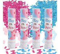 badaren Confeti Gender Reveal, Cañon Confeti, Confeti 2 rosa y 2 azul, Cañones de Confeti, Cañón De Confeti, Lanzador Confeti, Baby Showers, Cumpleaños-28cm (Rayas)