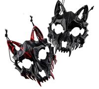 badaren Mascaras de Terror, 2 Piezas Máscara Hombre Lobo, Máscara de Halloween, para Halloween, Carnaval, Fiesta, Cosplay, Mascarada(Negro)