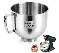 BADCRIS Bol de Acero Inoxidable Compatible con KitchenAid 4,5-5 QT Robot | Cuenco con Asa para Amasar y Repostería, Recipiente de Recambio para Batidora de Varillas con Cabezal Basculante, 5 QT