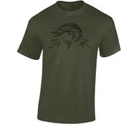 Baddery Camiseta de ángel para hombre - The Reel Catch - Camiseta de pesca para hombre - Accesorios para ropa de pesca regalos, Ejército de lucio, L