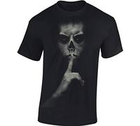 Baddery Camiseta de calavera para hombre - Pssst - Camiseta de terror para hombre - Camiseta de Halloween Negro - Ropa gótica, ¡Pssst!, 6XL