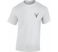 Baddery Camiseta de cazador para hombre, diseño de cabeza de ciervo, Blanco, XL