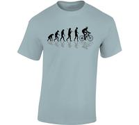 Baddery Camiseta de ciclismo para hombre: Bike Evolution - Camiseta deportiva para hombre - Camiseta de ciclismo de carretera, azul hielo., L
