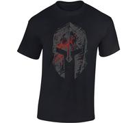 BADDERY Camiseta de gimnasio para hombre: casco falanx, camiseta Sparta, camiseta Spartan - Camiseta deportiva para hombre, Negro , XXXL