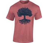 Baddery Camiseta de jardín y senderismo para hombre - Camiseta de bosque - Camiseta de la naturaleza - Hobbygärtner Gärtner Outdoor Sport Ropa, Rojo - Forest City, L