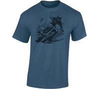 Baddery Camiseta de motocross para hombre, "Dirt Rush", azul vaquero, XL
