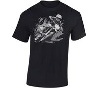 Baddery Camiseta de motocross para hombre: Dirt Rush - Camiseta para hombres y niños - Enduro Motocicleta Bike Shirt Ropa, Negro , XL