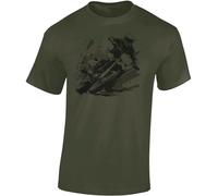 Baddery Camiseta de motocross para hombre: Dirt Rush - Camiseta para hombres y niños - Enduro Motocicleta Bike Shirt Ropa, militar, M