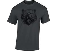 Baddery Camiseta de oso Rage of the Wild, gris oscuro, XL
