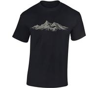 Baddery Camiseta de Senderismo para Hombre: Cumbres Alpinas - Camiseta de Escalada para Hombres - Regalo para Amantes del Senderismo - Equipo de Montañismo, Negro , L