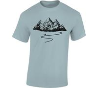 Baddery Camiseta de sendero: camino de montaña - camiseta de escalada para hombre mujer mujer hombre - regalo para amantes del senderismo - equipo montañero - bosque naturaleza montañas, azul hielo