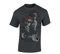Baddery Camiseta: Train Hard Spartan/Bodybuilding/Fisico-Culturismo/Gimnasio/Gym/Músculo/Trabajo/T-Shirt Unisex/Regalo para Culturista (L)