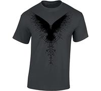 Baddery Camiseta: Valknut Skull - Mjolnir Martillo Thor - Vikingo T-Shirt Hombre-s y Mujer-es - Noruega Norge Norway - Odin Norseman Valhalla Hammer Mjölnir Pagan Metal - Regalo - Viking-s - Vikinga