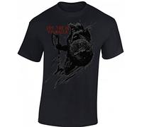Baddery Camiseta: Valknut Skull - Mjolnir Martillo Thor - Vikingo T-Shirt Hombre-s y Mujer-es - Noruega Norge Norway - Odin Norseman Valhalla Hammer Mjölnir Pagan Metal - Regalo - Viking-s - Vikinga