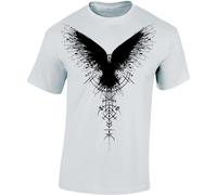 Baddery Camiseta Vikinga Hombre | Camiseta Cuervo Sombra | Camiseta Viking Hombres, Blanco, 3XL Grande Extra alto