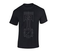 Baddery Petrolhead Industries: Kolben Skizze - Auto Shirt - Geschenk für Autoliebhaber - T-Shirt für Alle Tuning-, Drift-, und Motorsport Fans (3XL)