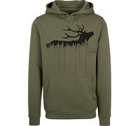 Baddery Sudadera con capucha de cazador para hombre, diseño de ciervo del bosque y zorro del bosque, Ciervo del bosque, XL