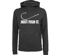 Baddery Sudadera con capucha para hombre con texto "Fish It", para pescadores y aficionados, charcoal, L