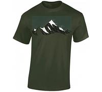 Baddery Wander Camiseta para hombre - "Bergwind" - Regalo para excursionistas y escaladores con diseño de montaña, Ejército - Viento de montaña, XL