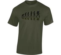 Baddery Wander - Camiseta para hombre - "Wanderer Evolution" - Camiseta para amantes de la naturaleza y montañeros, militar, L