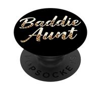 Baddie Aunt Leopard Design PopSockets PopGrip Adhesivo