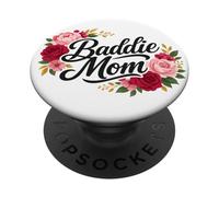 Baddie Mom Floral Roses Mother's Day PopSockets PopGrip Adhesivo