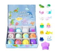 Badebomben Für Kinder Mit Überraschung - 12er Pack Sprudelnde Badekugeln | Buntes Schaumbad-Set Mit Spielzeug Innen, Feuchtigkeitsspendend Für Trockene Haut, Ideales Geschenk Für Geburtstag & Weihnach