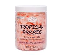 BadeFee Mousse de ducha Tropical Breeze 190 g - Cuidado hidratante con aceite de almendras y aloe vera - Vegano y cosmética natural - Sin parabenos ni siliconas - Fragancia de pomelo - Hecho a mano en
