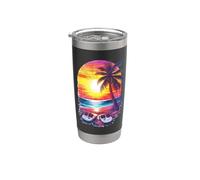 Badelatschen bei Sonnenuntergang - Sommer Merch Vaso térmico de acero inoxidable de doble pared