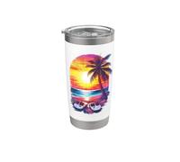 Badelatschen bei Sonnenuntergang - Sommer Merch Vaso térmico de acero inoxidable de doble pared