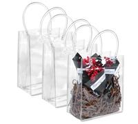 BadenBach 12 bolsas de regalo transparentes con asas, 7.87 x 7.87 x 3.15 pulgadas, bolsas de regalo de plástico transparente, bolsas de regalo transparentes para pequeñas empresas, fiestas de