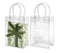 BadenBach 15 bolsas de regalo transparentes con asas, 5.9 x 7.9 x 2.8 pulgadas, pequeñas bolsas de regalo de plástico transparente, bolsas de regalo transparentes para pequeñas empresas, bodas,