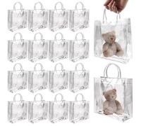BadenBach 16 bolsas de regalo de plástico transparente con asas, 8.66 x 8.66 x 3.15 pulgadas, bolsas de regalo de plástico transparentes, bolsas de regalo para boutique, boda, cumpleaños, baby shower,