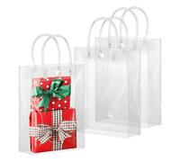BadenBach 20 bolsas de regalo pequeñas transparentes con asa, 5.1 x 7.5 x 2.8 pulgadas, bolsas de plástico transparentes para regalo, bolsas de regalo transparentes para baby shower, boda, fiesta de