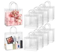 BadenBach 24 bolsas de regalo grandes transparentes con asa, 11.8 x 11.8 x 3.94 pulgadas, bolsas de regalo grandes de plástico, bolsas de regalo transparentes reutilizables para bodas, cumpleaños, día