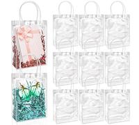 BadenBach 24 bolsas de regalo transparentes con asas, 10.6 x 7.5 x 3.5 pulgadas, pequeñas bolsas de plástico transparente para regalos de fiesta, bolsas de regalo a granel para bodas, baby shower