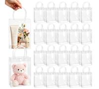 BadenBach 24 bolsas pequeñas de regalo transparentes con asas, 5.9 x 7.9 x 2.8 pulgadas, bolsa de regalo transparente de plástico transparente, bolsas de regalo a granel para bodas, baby shower
