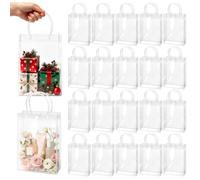BadenBach 24 bolsas pequeñas de regalo transparentes con asas, 6.7 x 9.1 x 2.8 pulgadas, bolsa de regalo transparente de plástico transparente, bolsas de regalo a granel para bodas, baby shower