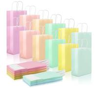 BadenBach Paquete de 30 bolsas de regalo de papel pastel con asa, 8.6 x 6.3 x 3.1 pulgadas, pequeñas bolsas de regalo de papel pastel para fiestas, bonitas bolsas de dulces pastel para bodas, baby