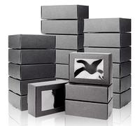 BadenBach Paquete de 50 cajas rectangulares pequeñas de papel kraft con ventanas transparentes, 3.33 x 2.35 x 1.18, mini caja de regalo de jabón para dulces de panadería, embalaje de chocolate,