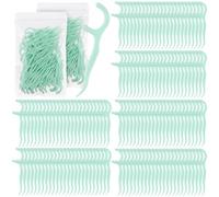 Baderke 600 palillos de hilo dental a granel, no rompibles, hilo dental para adultos, palillos de dientes, hilo dental para limpieza de dientes, hilo dental para viajes familiares (verde claro)