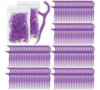 Baderke 600 palillos de hilo dental a granel, no rompibles, hilo dental para adultos, palillos de dientes, hilo dental para limpieza de dientes, hilo dental para viajes familiares (morado oscuro)
