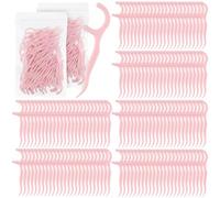 Baderke 600 palillos de hilo dental a granel, no rompibles, hilo dental para adultos, palillos de dientes, hilo dental para limpieza de dientes, hilo dental para viajes familiares (rosa claro)