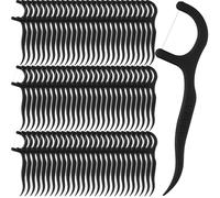 Baderke 600 púas de hilo dental a granel, no se rompe, hilo dental para adultos, palillos de dientes, limpieza de dientes, hilo dental para viajes familiares (negro)